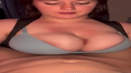 Black top light blue bra titjob