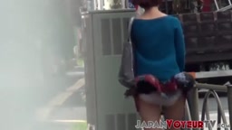 Voyeur Captures Japanese Babes Skirt Getting Blown
