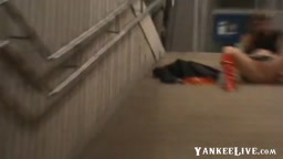 German Amateur Flashes and Pees in a Train Station