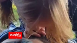 Outdoor Blowjob with Cum-Swallowing Girl