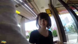 無 車内でフェラ抜き顔射 精子付けたままミスドへGO!