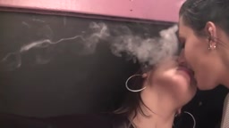 Lesbians smoking kissing