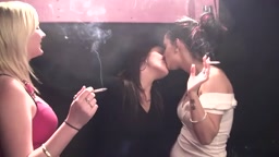 Lesbians smoking kissing