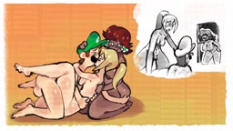 Samus and Luigi having sex while princess daisy watches