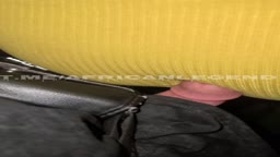 Ass in thin yellow dress