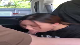 車内フェラ3人分顔出し