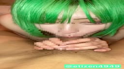 派手髪ギャルのフェラ