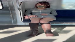 電車 対面 パンチラ