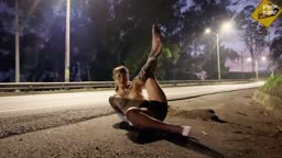 Roadside naked masturbation