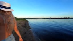 Russian Nudist on the River Shore