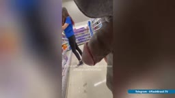 in front of worker (fake)