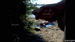 Cum on sunbathing girl