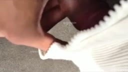 Cum on unaware girl at bus stop