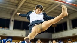 【AI】社内運動会パンティショット、スロー再生 1
