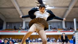 【AI】社内運動会パンティショット、スロー再生 4