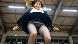 【AI】社内運動会パンティショット、スロー再生 5