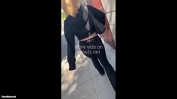Street Walking Blonde Showered in Cum