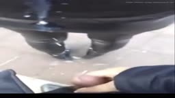 Massive Load on Asian Leather Pants