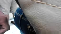 Cum on her ass in store