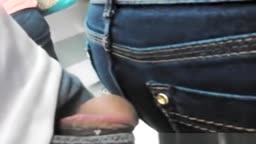 Cum on her ass in store