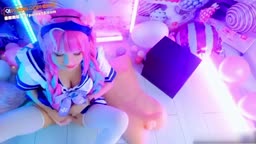 コスプレ白ニーハイ　ディルドオナニー
