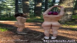 Naked cuties forest hike