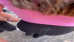 Cumming Brunette's Ass Next to Her Boyfriend