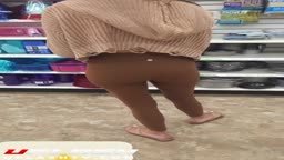 Cumshot on Tight White Girl's Ass in Store by Cum Ninja