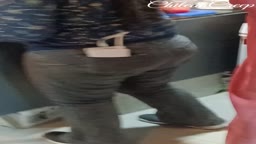 MILF ass in grey jeans
