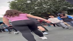 Cumming White Girl's VPL Ass Twice