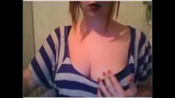 German Redhead with Big Tits on Public Cam