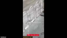 Insane Encoxada Piss on Asian Girl Traffic Guard