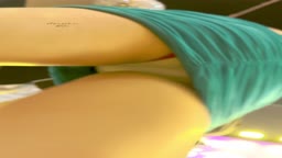 The international student and her boyfriend went shopping. She was wearing a sexy camisole under her long skirt.