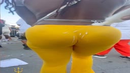 "So Weird, Thank You 🫠" Ebony Dancer Creamed and Thong Exposed at Carnival