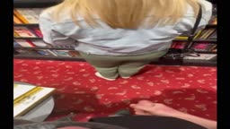 Ninja Cum on Blonde in Bookstore