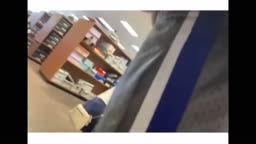 Insane Cum on Crouching Girl in Shoe Store