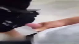 Big Cum on Asian's Skirt in Street