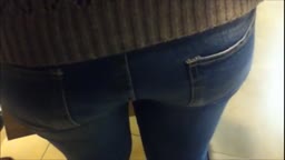 Cum on Woman's Jeans Waiting in Line