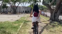 Public flashing and dildo bicycle riding - MM