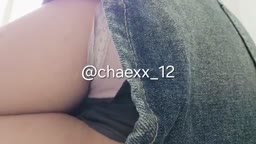 Korean girl loud fart in denim jeams