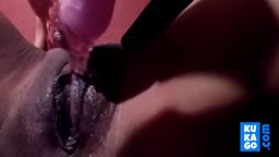 Black Girl's Orgasm and Squirting Contractions Close-Up
