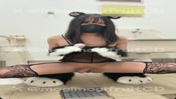 【女装露出】ト〇レにえっろい猫がでた