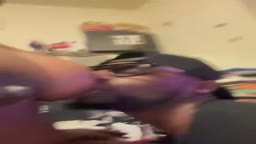 Sucking on Black mom hard nipples
