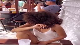exhibitionist girl at the bar