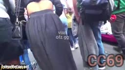 Encoxada big ass walking cum on ass