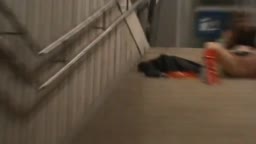 German Amateur Flashes and Pees in a Train Station