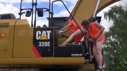 Anorexic German Amateur Fucked on a Bulldozer