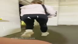 White Gym Girl Cum on Ass