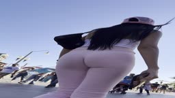 Candid Cum On Plastic Latina's Pink Pants