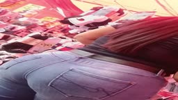 candid culona en jeans en el tianguis
